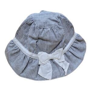 Janie & Jack Stripe Bow Sun Hat NWT 3–6 Months Black White